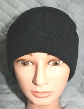 Fiore Black Ribbed Beanie ~One Size ~ - £3.97 GBP