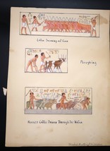 Vtg Egyptian Artwork Colored Pencil Mabel Eaton Phillips Tomb Hieroglyph... - $49.99