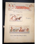 Vtg Egyptian Artwork Colored Pencil Mabel Eaton Phillips Tomb Hieroglyph... - $70.15 CAD