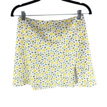 Princess Polly Mini Skirt Lemon Novelty Print Slit Satin White Yellow 6 - £11.31 GBP