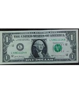 One US Dollar Bank Note w/ Quad 1111 Serial Number L49611114A - $4.95
