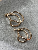 Estate Napier Signed Open Goldtone HOOP Screwback Clip Earrings – 7/8th’s x 0.75 - £10.46 GBP