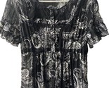 My Collection  Blouse Womens Size L Black White Short Sleeve Semi Sheer ... - £12.85 GBP