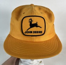 VINTAGE John Deere Patch Hat Cap Snapback Yellow Tom Fairwey Company USA - $98.99