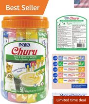 Churu Cat Treats, Grain-Free, Lickable, Squeezable Creamy Purée Cat Trea... - $56.29