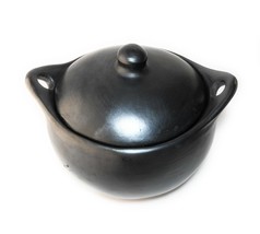Soup Pot Black Clay Earthen Crock Pot 6 Liters Unglazed 100% Handmade in La Cham - £74.24 GBP