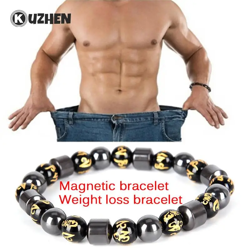 Golden&amp;Black Magnetic Weight Loss Bracelets Hematite Beads Bracelet Charm - £7.40 GBP