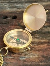 Alpha Omega Pocket Brass Compass Gift With Leather Box - Personalized Compass - £22.42 GBP