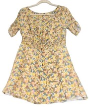 Free People Forget Me Not Mini Dress Women’s Size 8 Yellow Floral Lined ... - £31.43 GBP