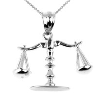 925 Sterling Silver 3D Scales Of Justice Charm Pendant Necklace Made in USA - £24.77 GBP+