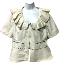 Live a Little Women&#39;s Beige Cotton Shirt Blazer Jackets Size L - £21.75 GBP