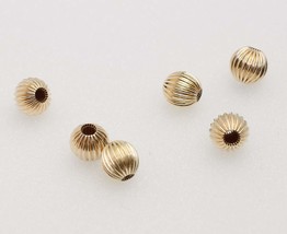 14K Yellow  Gold Round Corrugated Bead 3 4 5 6 7 8 9  mm - £21.89 GBP