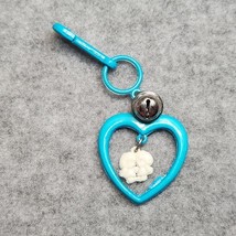 Vintage 1980s Plastic Bell Charm Girls Heart For 80s Necklace BLUE - $15.00