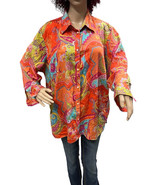 Lauren Ralph Lauren Womens Cotton Paisley 3/4 Sleeve Button Front Shirt ... - $24.93