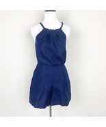 In God We Trust Womens High Neck Sleeveless Shorts Romper Open Back Blue... - $31.29