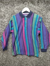 * VTG Chaps Ralph Lauren Polo Shirt Adult Medium Purple Vertical Striped - $18.47