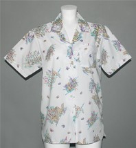 VTG Bobbie Brooks Floral Garden Short Sleeves White Button Blouse Wm&#39;s S... - $19.99