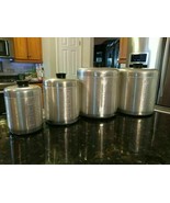 Lot 4 Vintage 1950s Century Spun Aluminum Ware Canisters Flour(2) Coffee... - $55.68