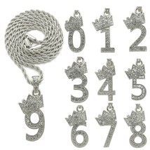 New Number 0 To 9 Crown Pendant 2mm/24&quot; Rope Chains Necklaces Silver - £13.48 GBP