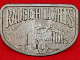 Vintage Raleigh Lights Cigarettes Truck Driver Pewter Metal Belt Buckle - £7.62 GBP