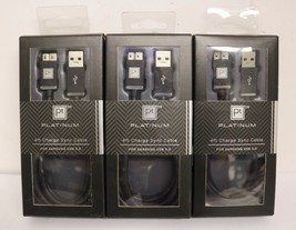 LOT OF 3 Platinum 4&#39; Micro USB Charge-and-Sync Cable - Black/Chrome - PT... - £10.02 GBP