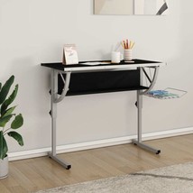 Craft Desk Black&amp;Grey 110x53x(58-87) cm Engineered Wood&amp;Steel - £43.74 GBP