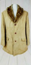 Vintage Wallachs Mens Genuine Lambskin Suede Coat Size 44 XL Tan Camel Excellent - £152.72 GBP