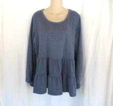 Jane and Delaney dress mini Size 1X blue ruffle long sleeves scoop neck - $14.65