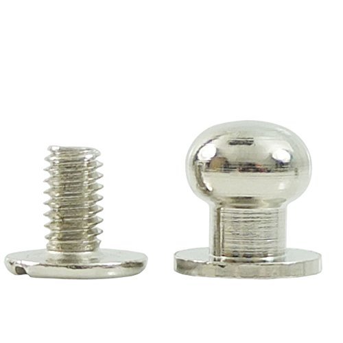Bluemoona 50 Sets - Head Button 8mm 5/16" Brass Stud Screwback Screw Back Spots