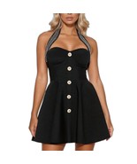 Priscilla Black Rhinestone Bandage Mini Dress – Halter Backless Party Dress - $547.78 MXN