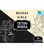 Badass girls Procreate stamps | Tattoo stencil | Brushset | Tattoo flash - $4.00