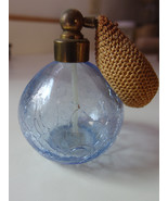 IW Rice Blue Crackle Glass Perfume Atomizer very good condition - $557.47 MXN