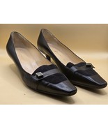 Rene Mancini Womens Pointed Toe Black Leather Kitten Heel Pumps BLK-EU 4... - $687.03 MXN