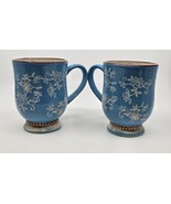 (2) Temp-tations Floral Lace Mug Light Blue Footed Cafe Coffee Cup Pedes... - €25,42 EUR
