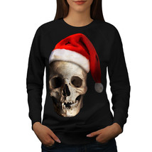 Wellcoda Skull Hat Santa Womens Sweatshirt, Xmas Casual Pullover Jumper - £22.86 GBP+