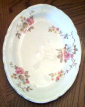 KNOWLES Pottery Meat PLATTER Pink Wild Country Rose Floral VTG COTTAGE CHIC - $17.77