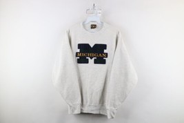 Vtg 90s Mens XL Spell Out Plaid University of Michigan Crewneck Sweatshirt USA - £45.06 GBP