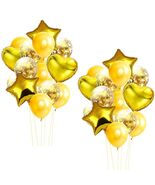 28Pcs Happy Birthday Foil Balloons Star Heart 18&quot; Gold Confetti - €8,74 EUR