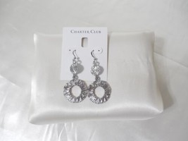 Charter Club 2-3/4&quot;Silver-Tone Circle Dangle Drop Fish Hook Earrings D132 $34 - $16.31