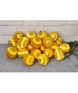 Vtg Ornaments Satin Silk Spun Gold Yellow Round Ball 2.5&quot; Christmas Retr... - $26.99