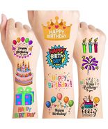 Happy Birthday Temporary Tattoos Colorful Birthday Theme 4 Sheets Party ... - $13.53 CAD
