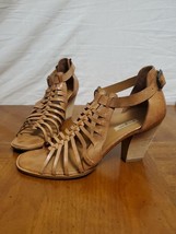 Paul Green Christy Brown Leather Woven Strap Gladiator Sandal Shoe Size 9 - $58.95