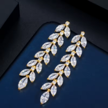 Ellen: Marquise Diamond Leaf Earrings (Gold) (lab-created) - £21.50 GBP