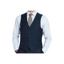 Men's RENOIR Vest Wool 140's Adjustable, Two Pockets 508-19 Navy Blue image 2