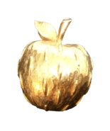 Napier Apple Brooch Textured and Brushed Goldtone 1” Marked Vintage - $7.55