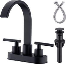 Matte Black Bathroom Faucet 4 Inch Centerset 2 Handle Lavatory Vanity Sink - £38.69 GBP