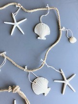 Beach Seashell Star Fish Garland String 85&quot; Jute Nautical Wedding Christmas - £24.84 GBP