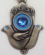 Hamsa Shalom Keychain from Israel against evil eye charm blue gem kabbal... - £7.61 GBP