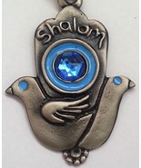 Hamsa Shalom Keychain from Israel against evil eye charm blue gem kabbal... - £7.47 GBP