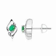 Authenticity Guarantee 
Angara Natural 4x3mm Emerald Classic Earrings in Plat... - £524.00 GBP